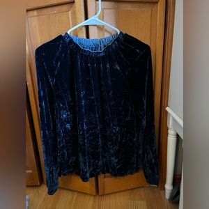 Velvet Navy Blue Cloth & Stone Blouse - Size XS